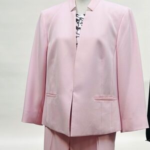 Kasper Pink Pantsuit with Floral Top Size 16
